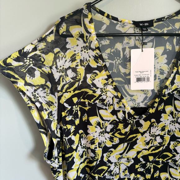 Saint + Sofia Poppy Mesh Midi V Neck Dress NWT - Picture 4 of 6